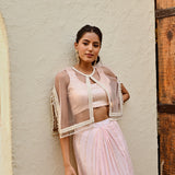 PINK FREYA PEARL CAPE, CROP TOP, DRAPED SKIRT - SET OF THREE