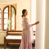 LILAC KAYA MULMUL KURTA AND ODHANI SET OF TWO