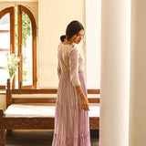 LILAC KAYA MULMUL KURTA AND ODHANI SET OF TWO