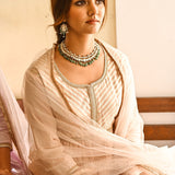 BEIGE KAYA ANARKALI KURTA & NET ODHANI SET OF TWO