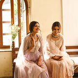 BEIGE KAYA ANARKALI KURTA & NET ODHANI SET OF TWO