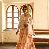 BEIGE KAYA ANARKALI KURTA & NET ODHANI SET OF TWO