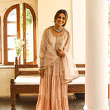BEIGE KAYA ANARKALI KURTA & NET ODHANI SET OF TWO