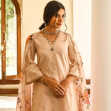 BEIGE JANVI KURTA, SHARARA & CHANDHERI ODHANI SET OF THREE