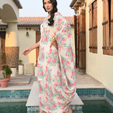 IVORY MULTI FLORAL ZIVA COWL DRESS