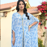 BLUE ZEENAT KAFTAN TOP, PANTS & BELT SET OF THREE