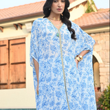 BLUE ZEENAT KAFTAN TOP, PANTS & BELT SET OF THREE