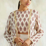 PEACH NAAZ CAPE WITH CROP TOP AND PANT SET of three