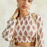 PEACH NAAZ CAPE WITH CROP TOP AND PANT SET of three