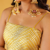 ADIRA MUSTARD BLOUSE, SKIRT & CROP TOP I SET OF THREE