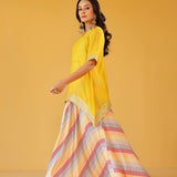 ADIRA MUSTARD BLOUSE, SKIRT & CROP TOP I SET OF THREE