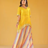ADIRA MUSTARD BLOUSE, SKIRT & CROP TOP I SET OF THREE