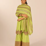 AVNI GREEN KURTA, TROUSERS & ODHANI I SET OF THREE
