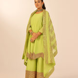 AVNI GREEN KURTA, TROUSERS & ODHANI I SET OF THREE