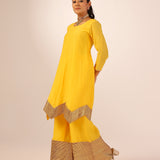 AVNI YELLOW KURTA, SHARARA & ODHANI I SET OF THREE