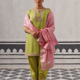 GREEN AND PINK MINI KURTA SET