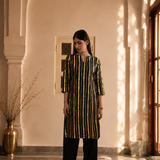 VEERA BLACK KURTA | PANTS,ODHANI  | SET OF THREE