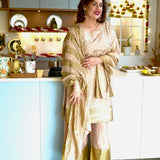 CHEF AMRITA RAICHAND | BEIGE VAANI BEIGE KURTA, FLARED PANTS & ODHANI I SET OF THREE