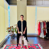 MEHAK MEHRA | BLACK KAI CAPE TOP AND PANTS SET OF TWO