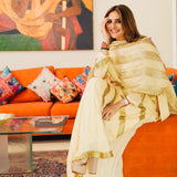 TANAAZ DOSHI | YAMINI CREAM KURTA SHARARA & ODHANI I SET OF THREE