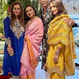 SEEMA K SAJDEH | MUSTARD AVNI KURTA, PANTS, ODHANI | SET OF THREE
