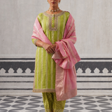 GREEN AND PINK MINI KURTA SET