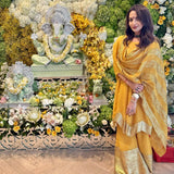 SEEMA K SAJDEH | MUSTARD AVNI KURTA, PANTS, ODHANI | SET OF THREE
