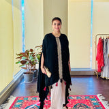 MEHAK MEHRA | BLACK KAI CAPE TOP AND PANTS SET OF TWO