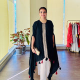 MEHAK MEHRA | BLACK KAI CAPE TOP AND PANTS SET OF TWO