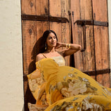 MUSTARD IFAT CAPE AND MAXI DRESS SET 