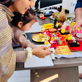 MASOOM MINAWALA | ADIVA GREY CHANDHERI KURTA, FLARED PANTS & ODHANI SET OF THREE