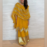 SEEMA K SAJDEH | AVNI MUSTARD KURTA, SHARARA & ODHANI I SET OF THREE