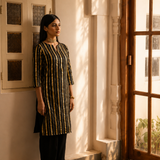 VEERA BLACK KURTA | PANTS,ODHANI  | SET OF THREE