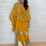 SEEMA K SAJDEH | AVNI MUSTARD KURTA, SHARARA & ODHANI I SET OF THREE