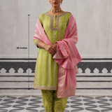 GREEN AND PINK MINI KURTA SET