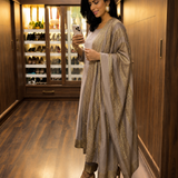 PAVITHRA SAGAR  | GREY FARAH KURTA ,PANTS,DUPATTA | SET OF THREE