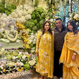 SEEMA K SAJDEH | MUSTARD AVNI KURTA, PANTS, ODHANI | SET OF THREE
