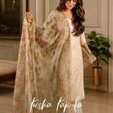 KUSHA KAPILA | PAL CREAM KURTA SET WITH MINT ODHANI | SET OF THREE