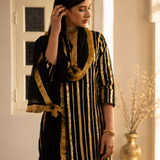 VEERA BLACK KURTA | PANTS,ODHANI  | SET OF THREE