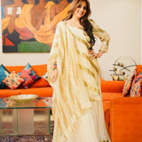 TANAAZ DOSHI | YAMINI CREAM KURTA SHARARA & ODHANI I SET OF THREE