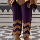 RED AND PURPLE IRA KURTA SET