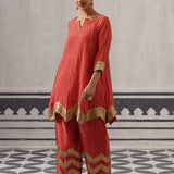 CORAL AND LIME IRA KURTA SET