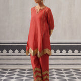 CORAL AND LIME IRA KURTA SET