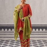 CORAL AND LIME IRA KURTA SET