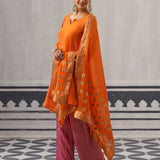 ORANGE AND PINK ANU KURTA SET