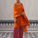 ORANGE AND PINK ANU KURTA SET