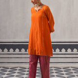 ORANGE AND PINK ANU KURTA SET