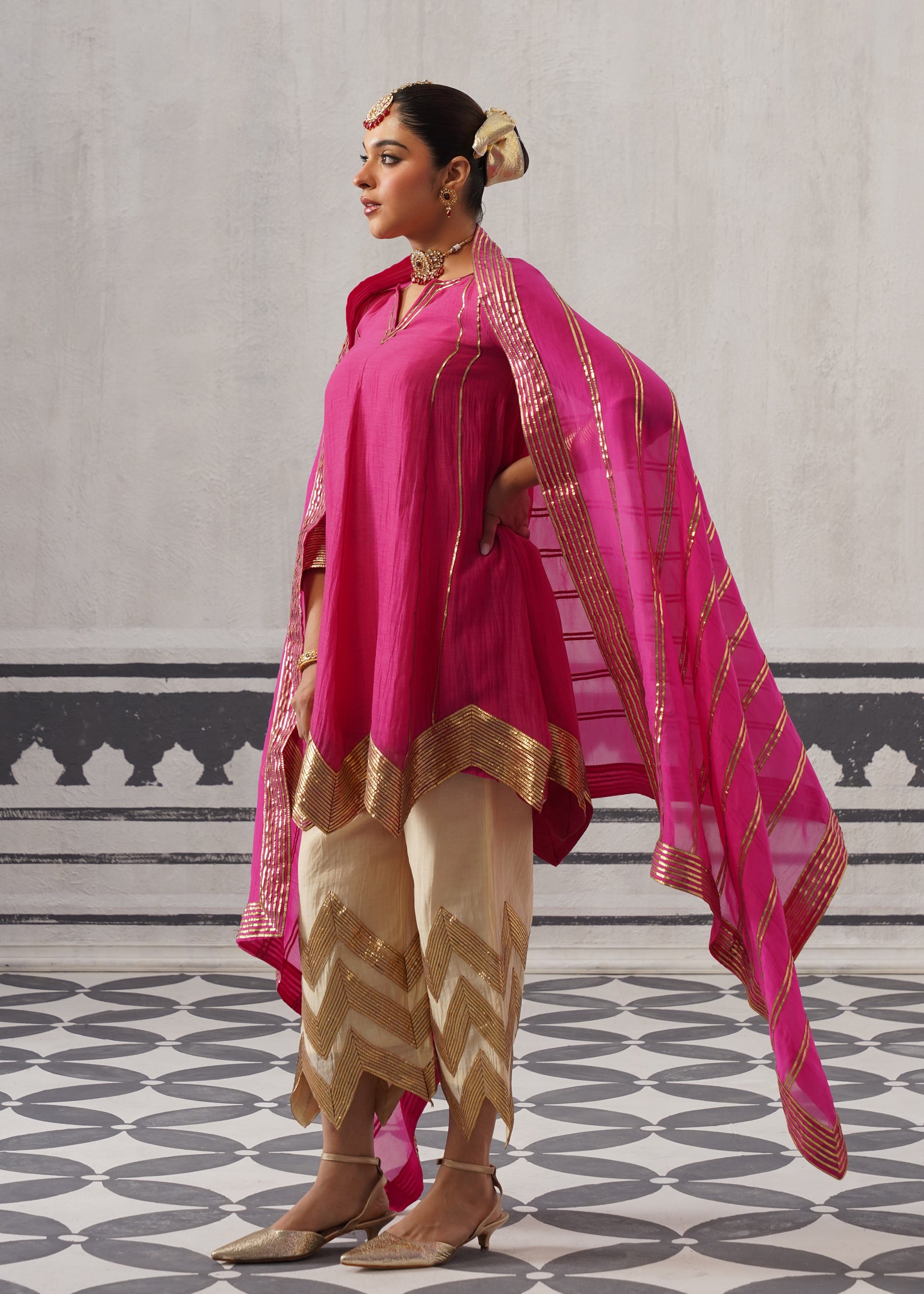 PINK AND CREAM IRA KURTA SET