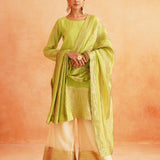 ADIVA PURE CHANDERI KURTA , SHARARA AND ODHANI SET OF 3