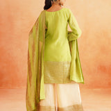 ADIVA PURE CHANDERI KURTA , SHARARA AND ODHANI SET OF 3